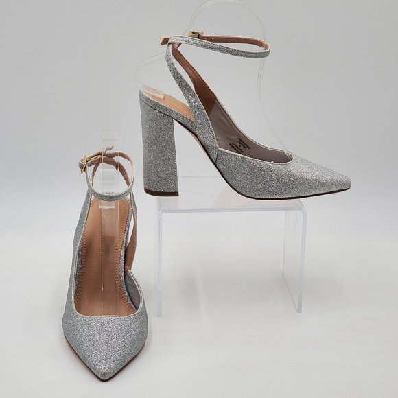 ASOS Silver Glitter Block Heels - NWOT - Picture 6 of 16